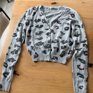 Gray Leopard Print Women's Crop Sweater